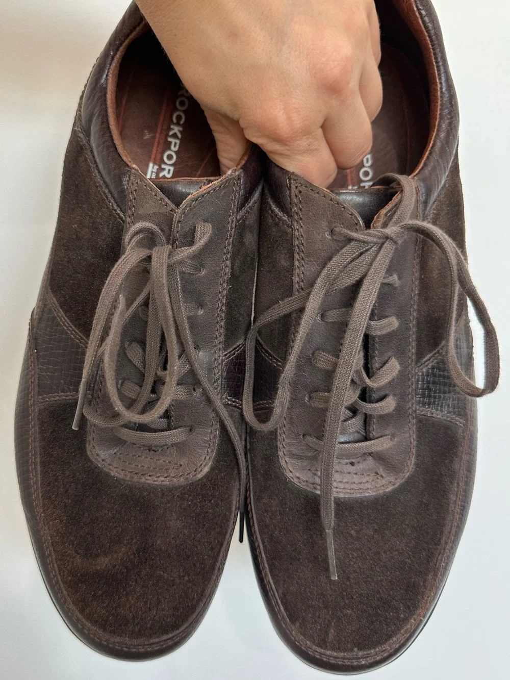 Rockport Men's Brown Suede and Leather Lace-Up Sneakers